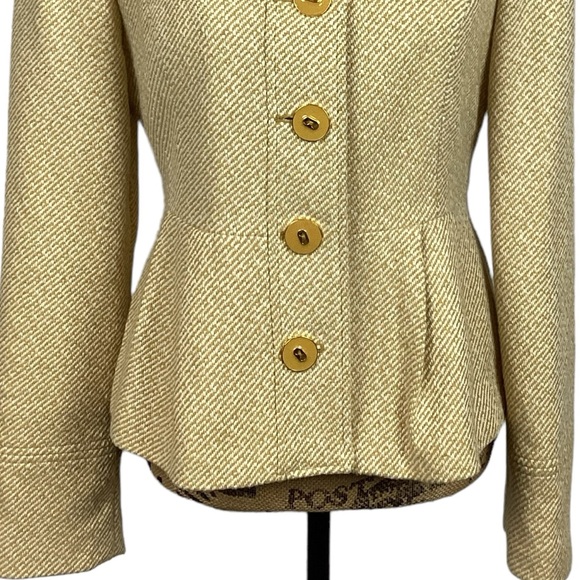 Tabitha Wool Blend Herringbone Blazer Gold Womens 8 - Picture 11 of 13